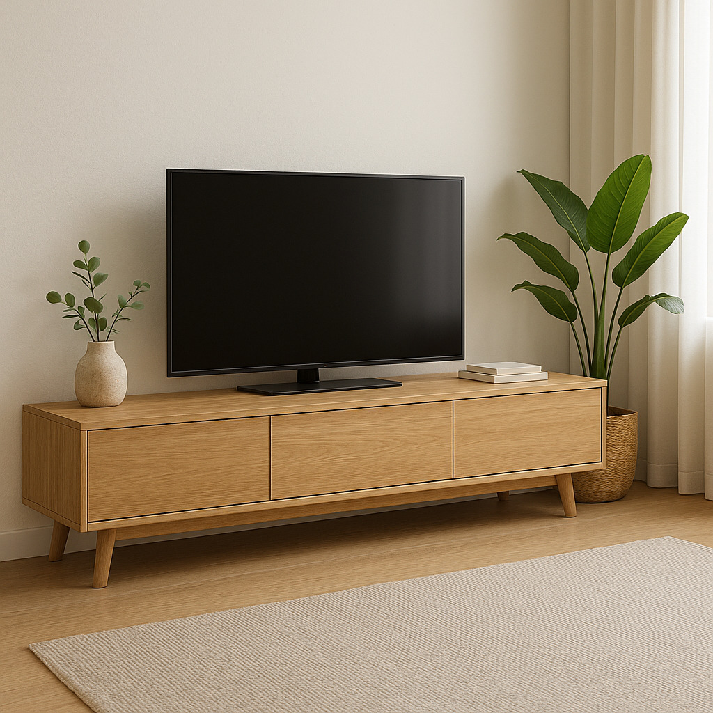 Long Wooden TV Console – Scandinavian Style