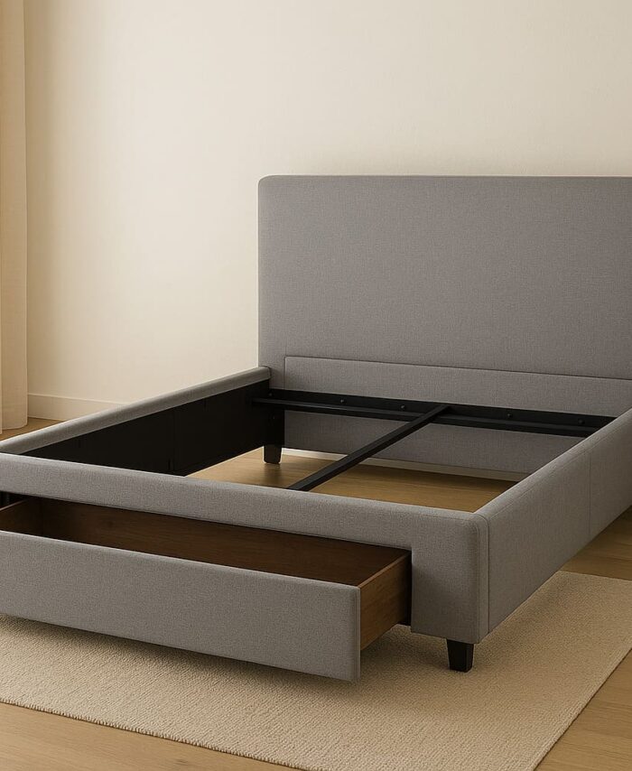 Fabric Upholstered Storage Bed with Drawers